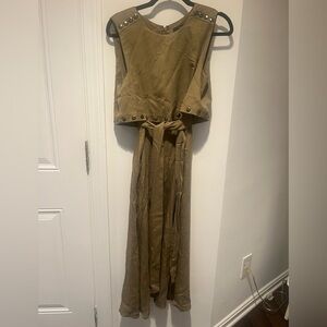 BCBGMaxAzria Tan High Low Dress with Studded Accents